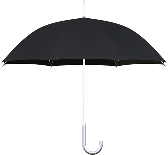Aluminum Frame Black Umbrella Side View - Umbrella (600x553), Png Download