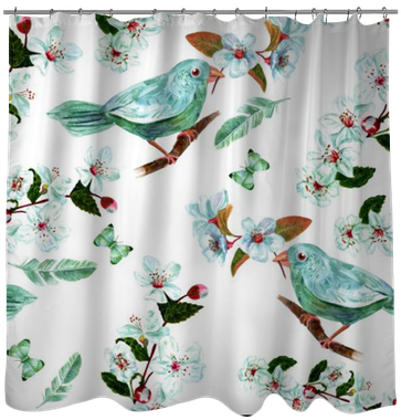 Seamless Background Pattern With Watercolor Bird, Flowers, - Feather (400x400), Png Download