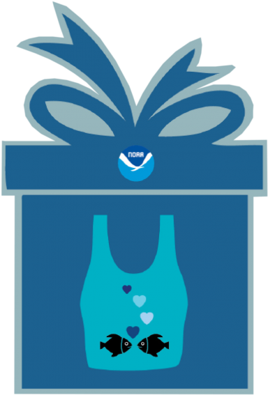 Graphic Of A Present With A Reusable Bag Decorated - Maillot (416x600), Png Download