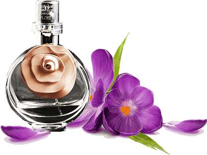 Our Main Products - Perfume Bottle With Flowers (416x319), Png Download