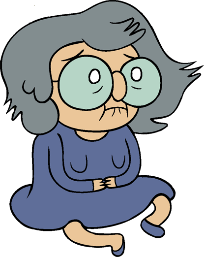 Old Lady - Sad Old Lady Cartoon (415x522), Png Download