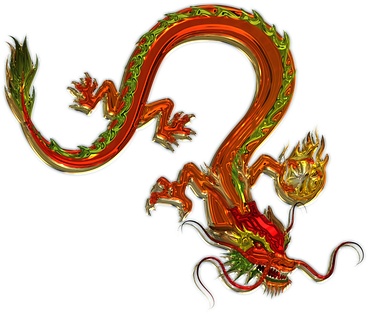 Dragon Art Glass Metallizer China Figure F - Metallic Orange Serpent Dragon Round Ornament (452x340), Png Download