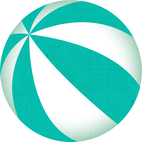 Turquoise White Beach Ball Summer Beach Ball - Beach Ball Clipart Png (500x500), Png Download
