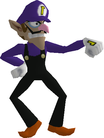 Waluigi Based On His Melee Trophy - Waluigi Tennis Png (346x459), Png Download