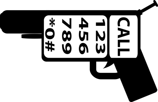 Pistol Logo Firearm Telephone Brand (525x340), Png Download