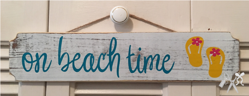 Distressed Beach Wooden Sign - Banner (800x800), Png Download