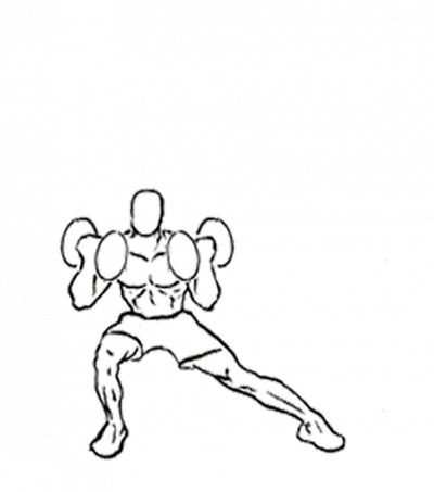 Png Download Lateral Lunge With Curl - Side Lunge With Bicep Curl (400x453), Png Download