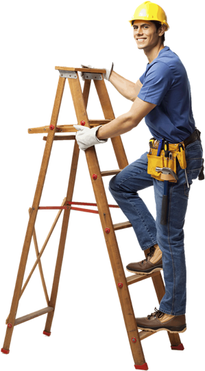 Climbing Ladder Png Download - Man On The Ladder Png (350x559), Png Download