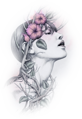 Face Pictures, Woman Silhouette, Female Face, Woman - Woman In Nature Art (344x500), Png Download