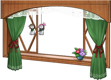 Rainy Season Window With Green Curtain - Curtain (439x361), Png Download