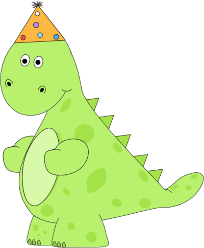 Birthday Dinosaur Wearing A Party Hat - Letter (400x485), Png Download