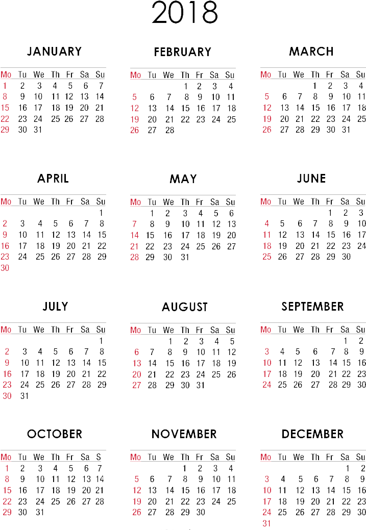 Library Calendar Png Images All - 2018 Yearly Calendar Pdf (790x1077), Png Download