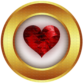 Red Heart Gold Circle - Medal (400x400), Png Download