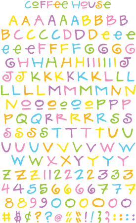Coffee House Alphabet, Multi Stickers - Mrs. Grossman's Stickers-coffee House Alphabet (288x472), Png Download