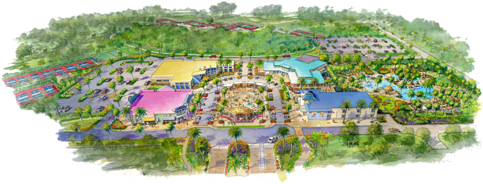 Town Center Amenity Plan (1000x387), Png Download