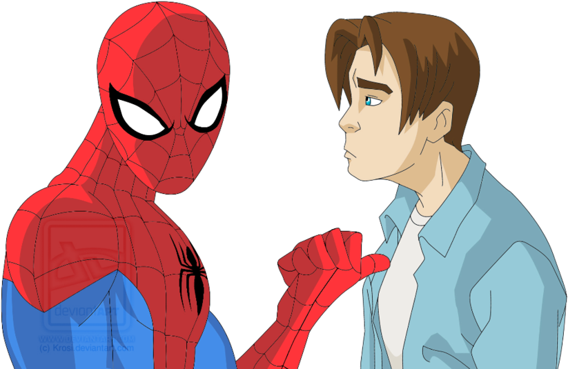 Ultimate Spiderman Cartoon Characters - Peter Parker Mega Spider Man (900x600), Png Download