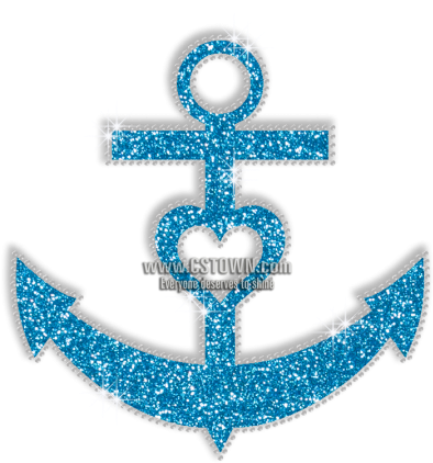 Sparkle Blue Anchor Hotfix Bling Transfer Design For - Emblem (450x450), Png Download