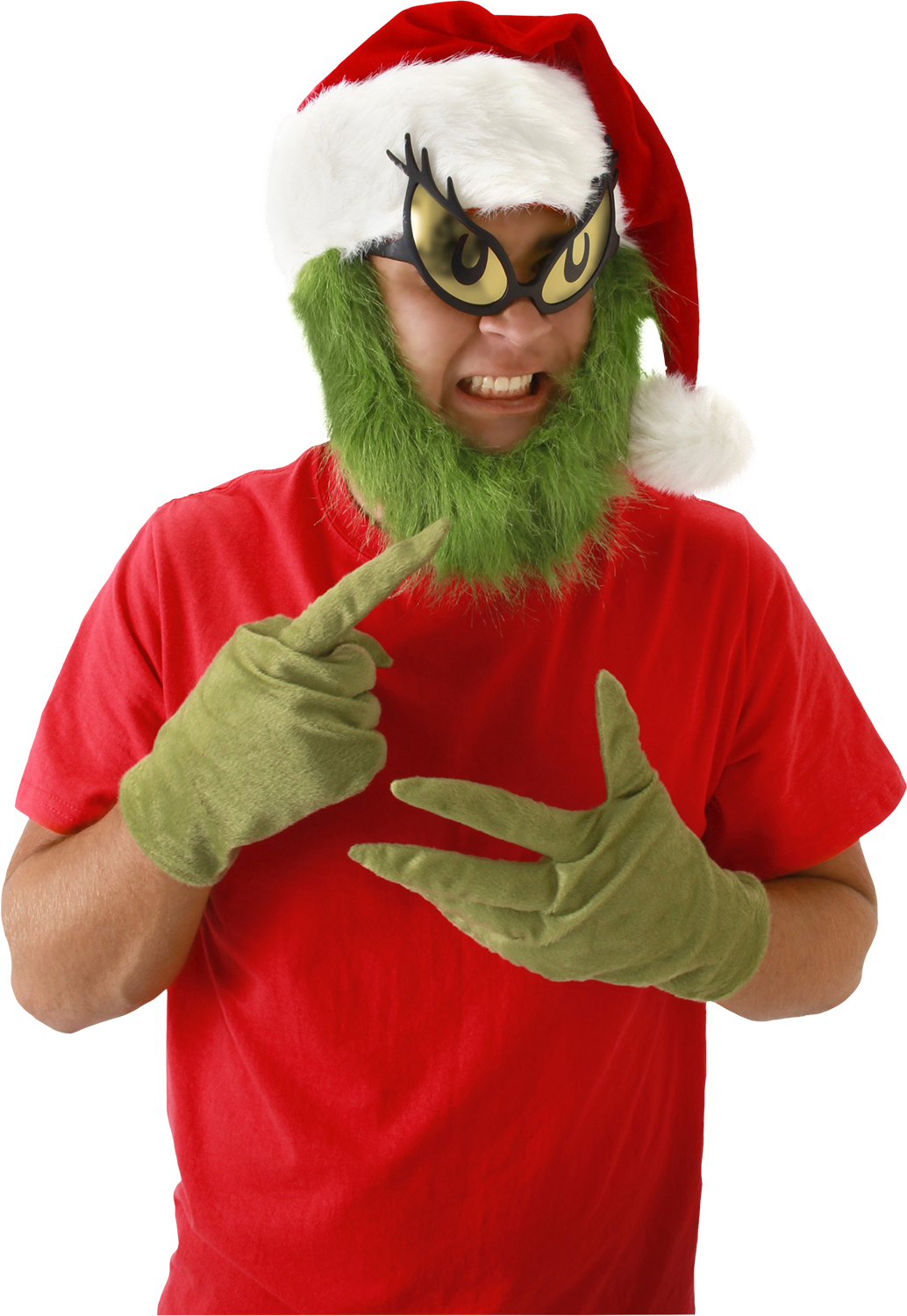 The Grinch Santa Hat With Beard - Adult Grinch Costume (1034x1500), Png Download