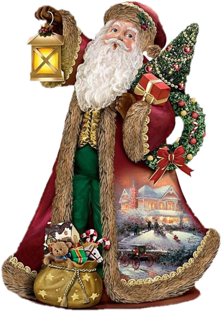 0 16a190 2ea5617d Xl - Thomas Kinkade Santa Claus Christmas Sculpture: Deck (800x1099), Png Download