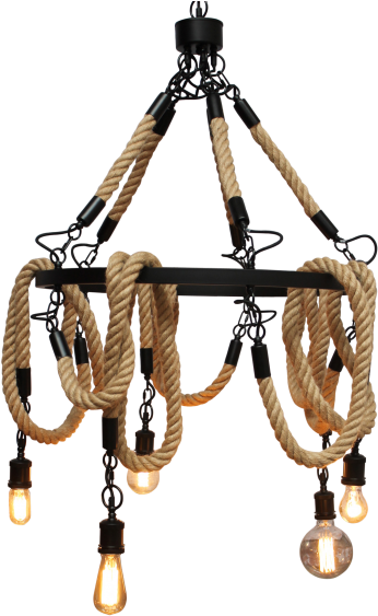 Rope Chandelier Multi Light Pendant - Chandelier (479x720), Png Download