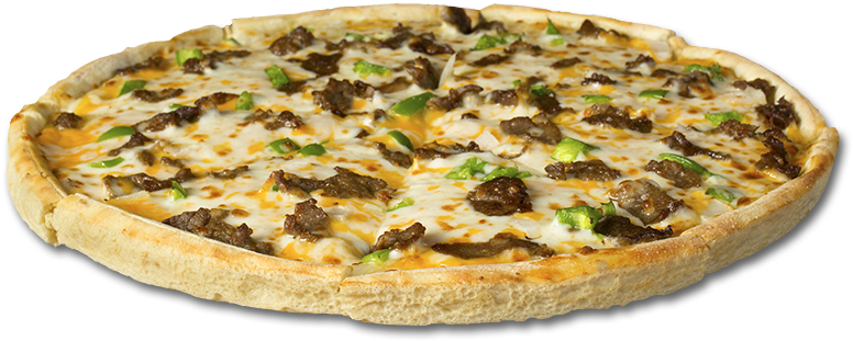 Philly Cheesesteak - Steak Pizza Png (800x360), Png Download
