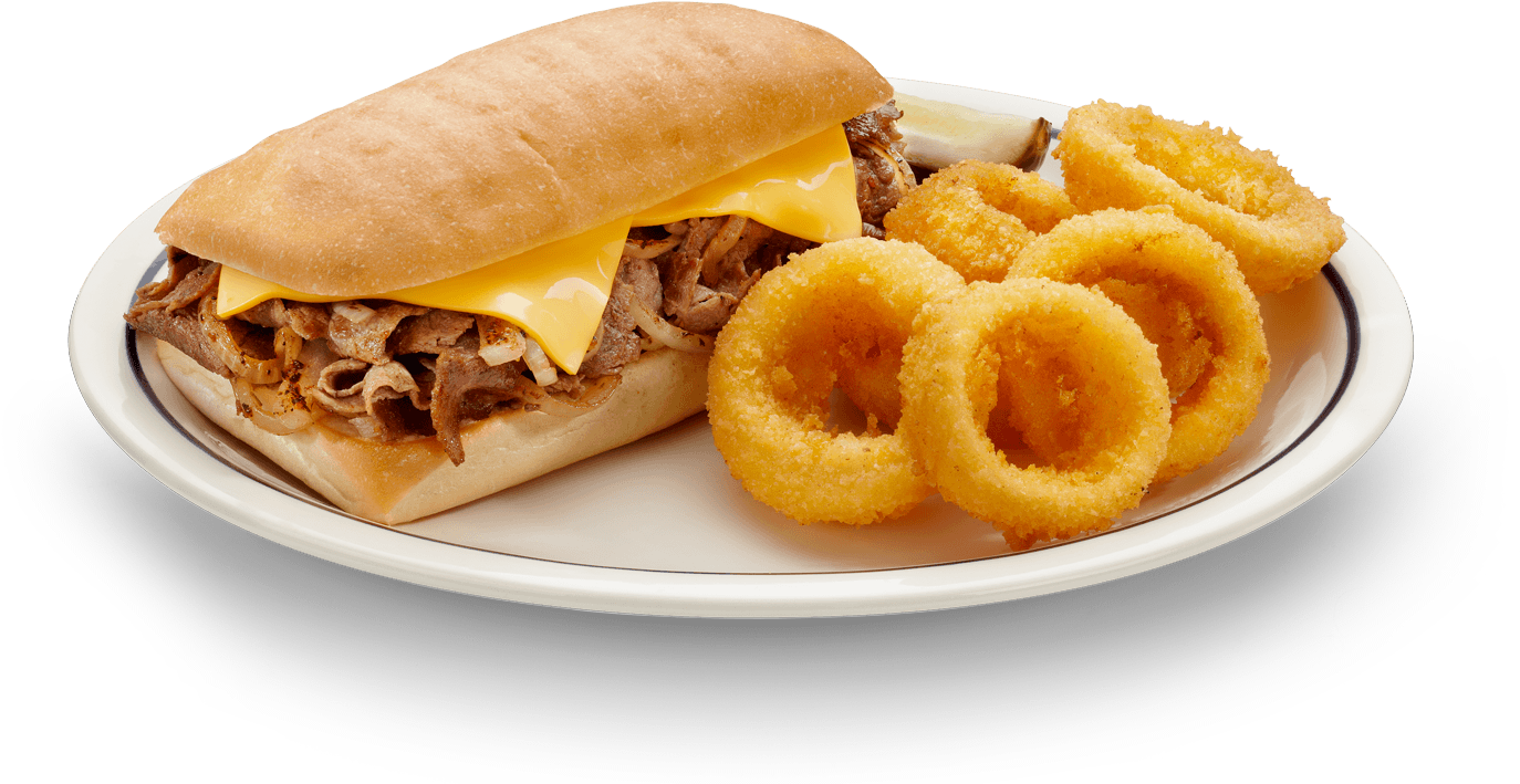 Com/menus/main Menu/sandwiches/ Cheese Steak Stacker - Philly Cheese Steak Stacker (733x367), Png Download