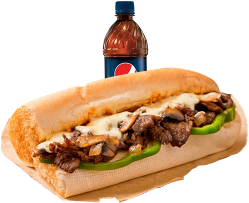 Philly Cheese Steak - Steak Peppers And Onion Sandwich (560x420), Png Download