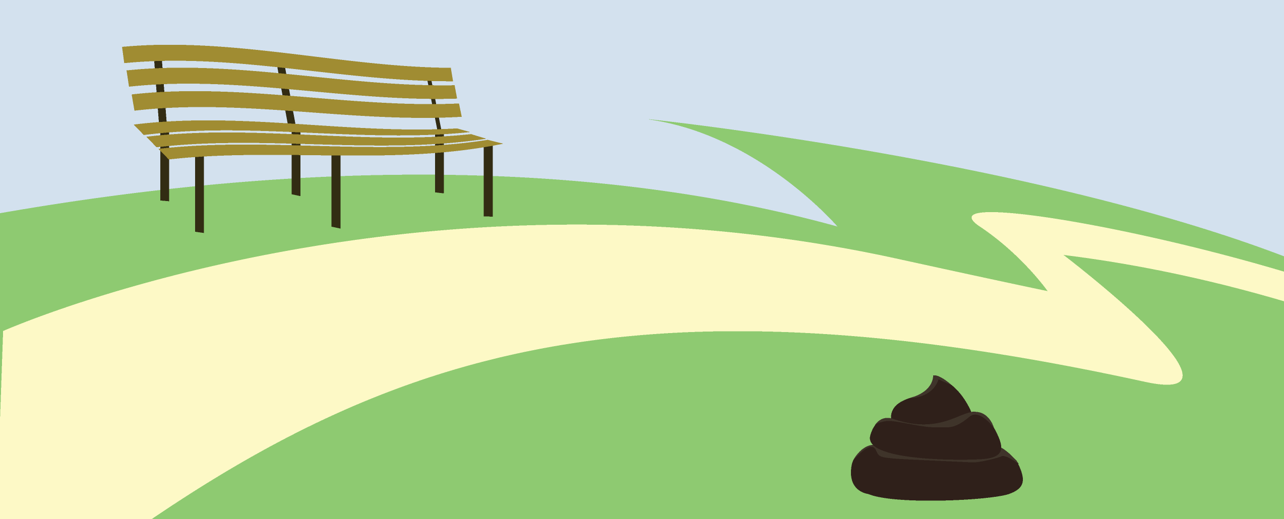 Dog Poop In A Park Near A Park Bench - Dog Poop In Park (2547x1030), Png Download