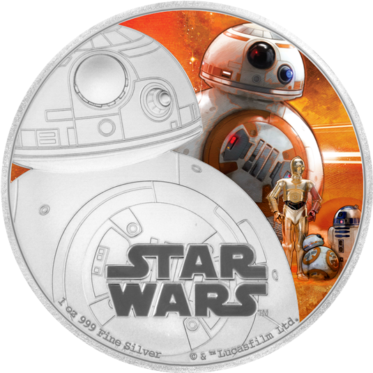 Fine Silver Coloured Coin Star Warstm - Changi Star Wars Plush Toy (570x570), Png Download