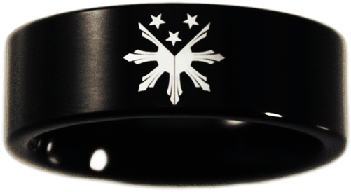 Black Tungsten Filipino Stars And Sun Ring - Ring (500x500), Png Download