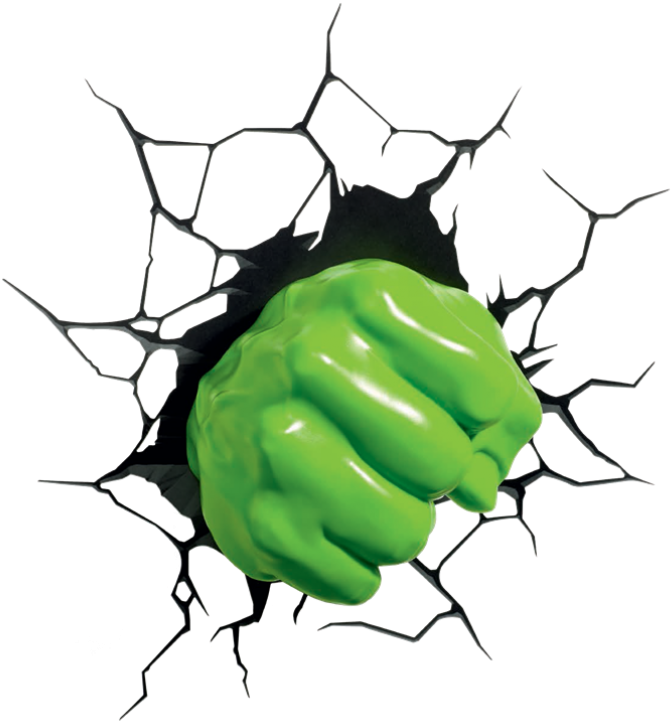 Hulk Fist 3d Led-lampa, Philips Disney Marvel - 3d Marvel Hulk Fist Wall Light - Green (750x750), Png Download