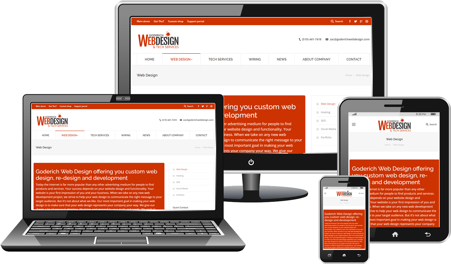 Goderich Web Design & Hosting Services - Phone And Tablet Psd (1500x882), Png Download