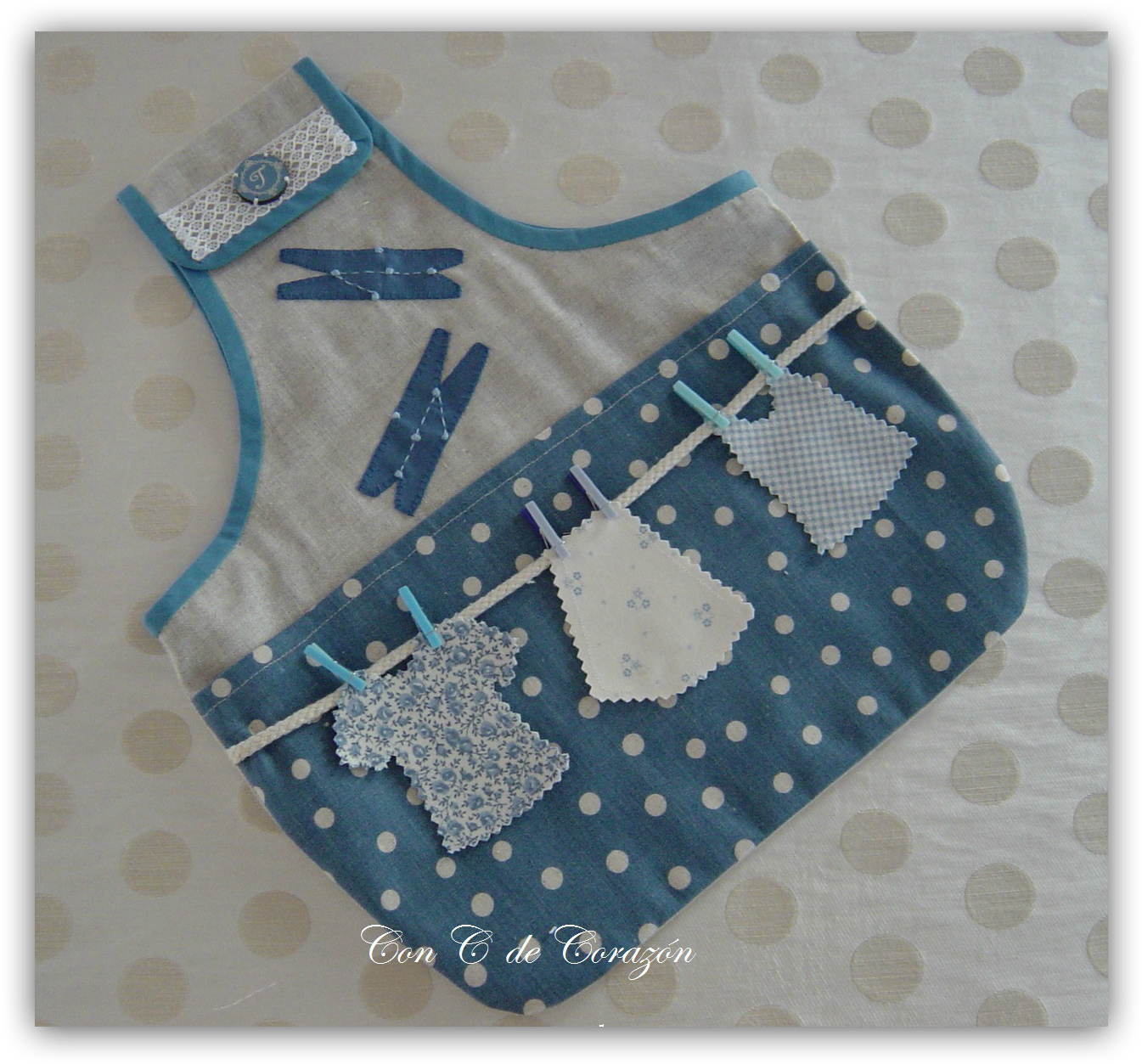 Bolsa Para Pinzas Con C De Corazon - Bolsas Para Pinzas De Ropa (1358x1266), Png Download