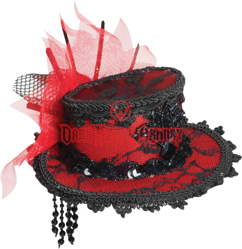 Steampunk Mini Red Lace Top Hat - Women's Mini Hat (850x850), Png Download