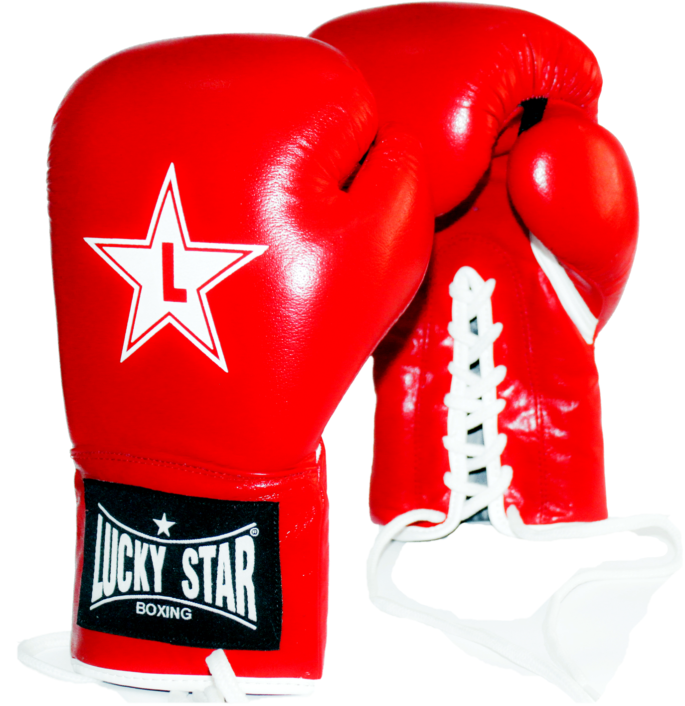 Lucky Star Pro Boxing Lace Gloves Leather Red - Professional Boxing (1500x1500), Png Download