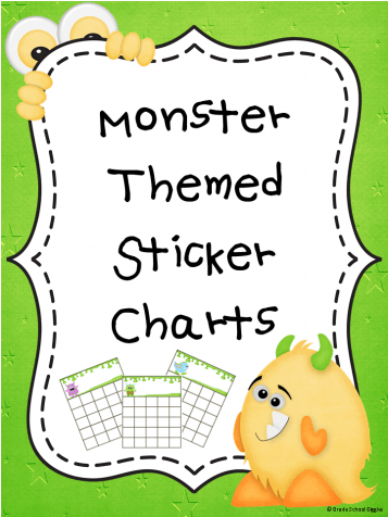 Cute Monster Themed Sticker Charts - Naraya (475x475), Png Download