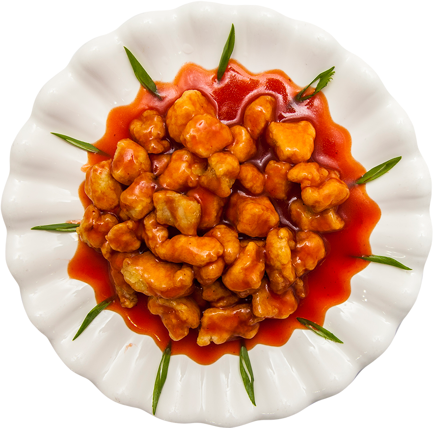 Chicken Fillet In Sweet-sour Sauce Garnish Choice - Sweet And Sour Chicken (1000x966), Png Download