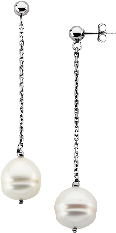 Golden Globe Jewelry Trends Pearl Dangle Earrings - Snow White Pearl Drop Earrings Set In 14k White Gold (438x773), Png Download