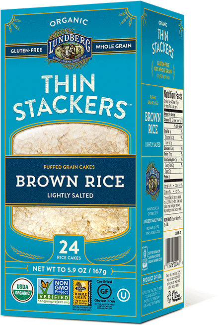 Lundberg Family Farms Organic Thin Stackers Lightly - Thin Stackers Rice Cakes (800x800), Png Download
