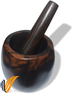 Ebony Kamagong Mortar And Pestle Wood Carving Top View - Wood Carving (500x331), Png Download