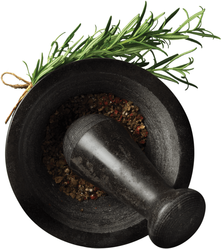 Mortar And Pestle With Herb Sprig - Mortar And Pestle (1100x1100), Png Download