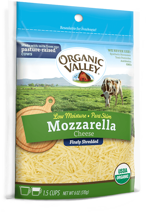 Organic Shredded Mozzarella Blend Cheese - Organic Valley Shredded Cheese Mozzarella (657x985), Png Download