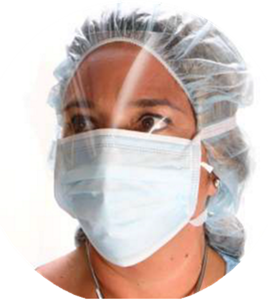 Face Mask 3 Ply With Shield Blue Tie On - Mascarilla Quirurgica Con Visor (539x600), Png Download