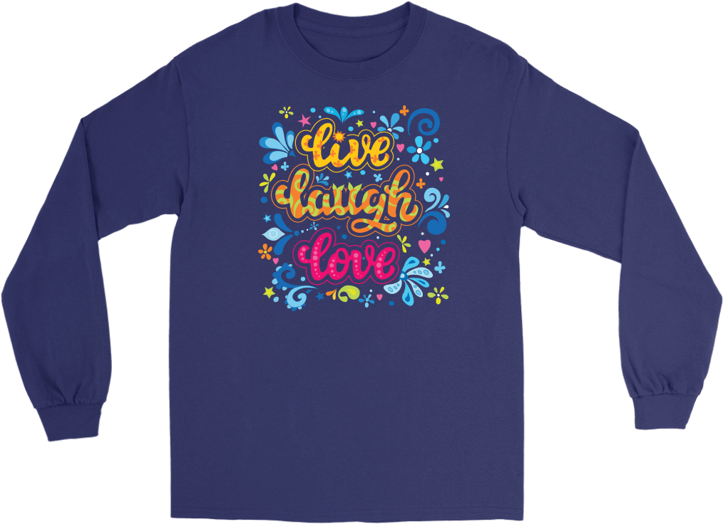 Live Laugh Love - Long Sleeve Black Gildan (1024x1024), Png Download