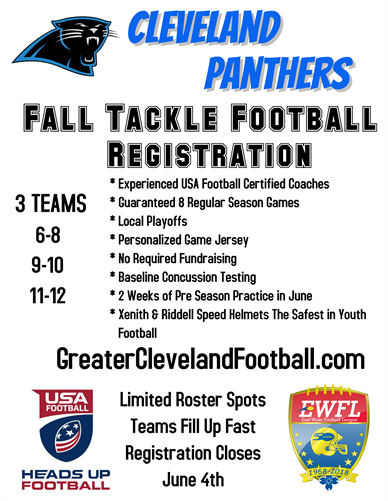 2018 Fall Tackle Football Registration - Carolina Panthers (805x500), Png Download