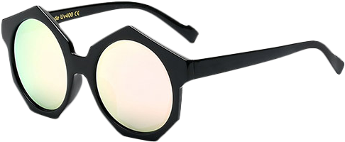 Hipsters Polygonal Frame Mirrored Sunglasses - Sunglasses (500x665), Png Download
