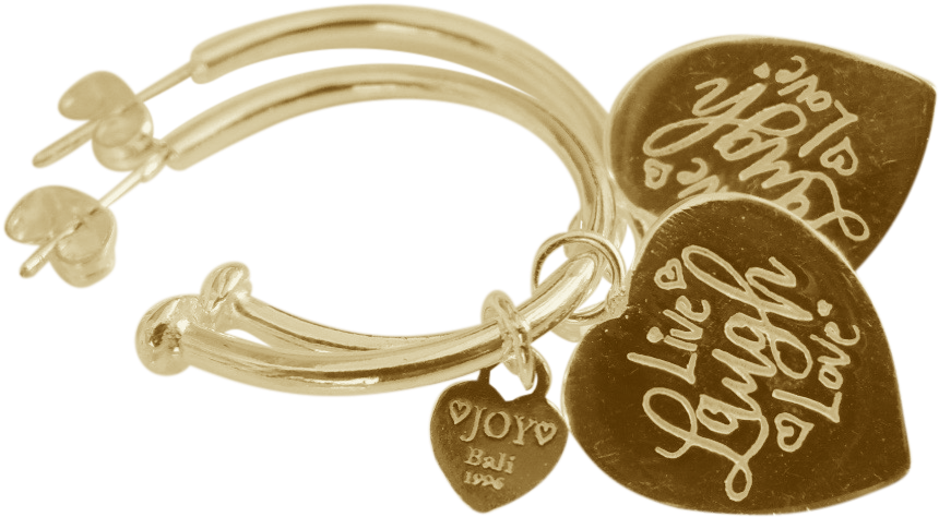 Earring Pipa Live Laugh Love Gold - Joy Jewellery Bali (954x954), Png Download