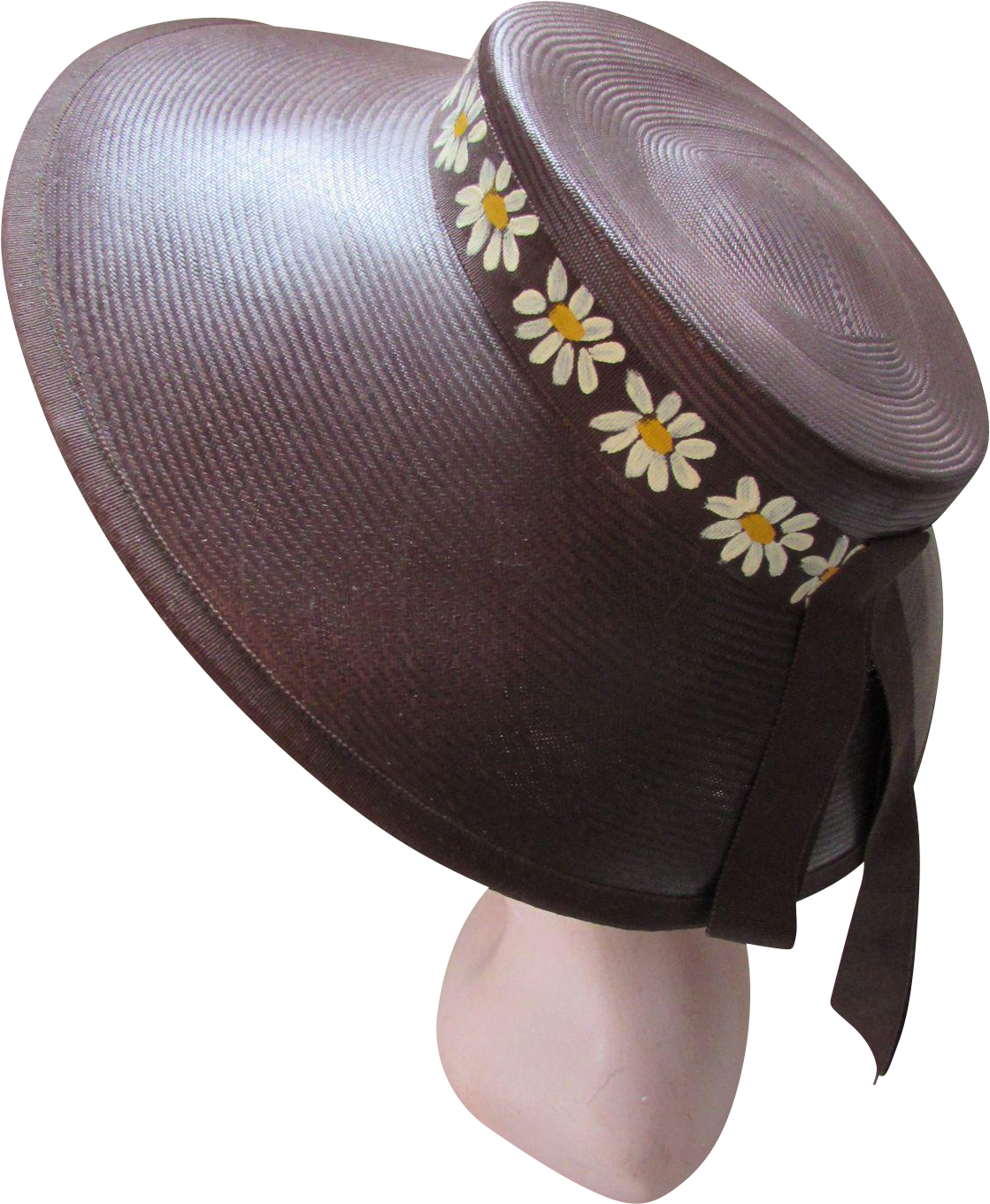 Adorable Straw Hat In Chocolate Brown And Hand Painted - Hat (1360x1360), Png Download