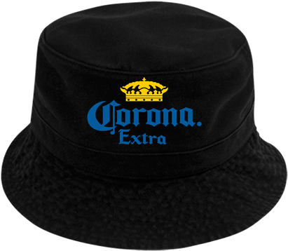 Black Corona Bucket Hat - Corona Extra Logo White Png (433x433), Png Download