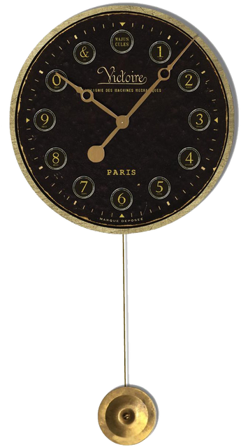 Victoire Pendulum Classic Wall Clock Vic16 Golden Ultra - Victoire Black Wall Clock 23" By Floating Circus (384x659), Png Download